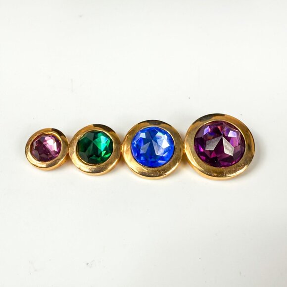 Swarovski Gold Tone Multicolor Crystal Graduated Circle Bar Pin Brooch - Picture 2 of 4